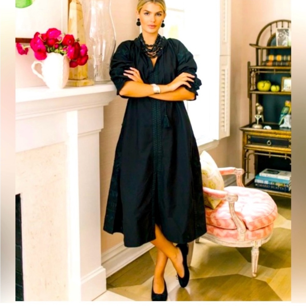 Julia Amory Black A-Line Puff Sleeve Cocktail Dress: Coatue